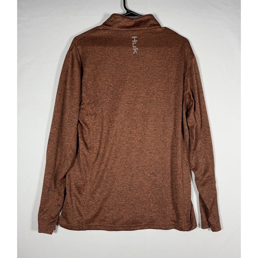 NWT HUK Shirt Mens Small Heather Burnt Orange Coldfront 1/4 Zip Fishing Pullover - Picture 4 of 7